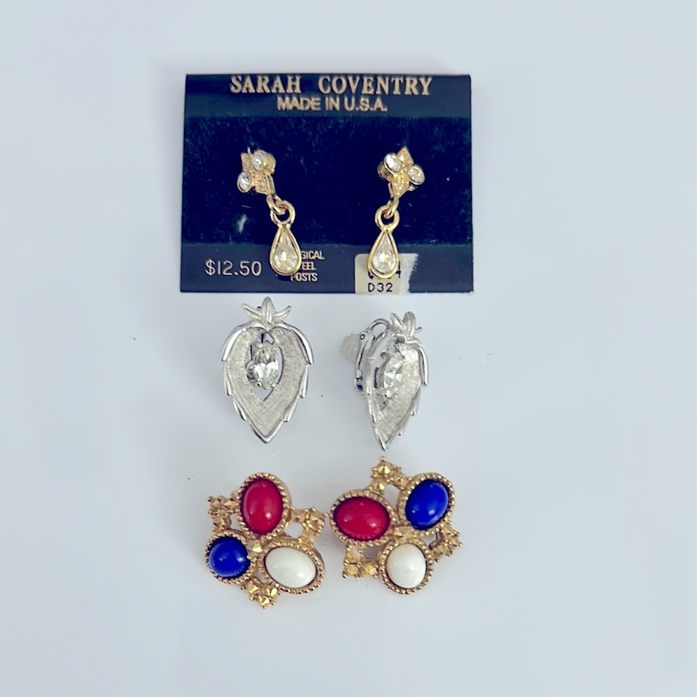 Sarah Coventry Gold and Silver Earrings Set Bundle